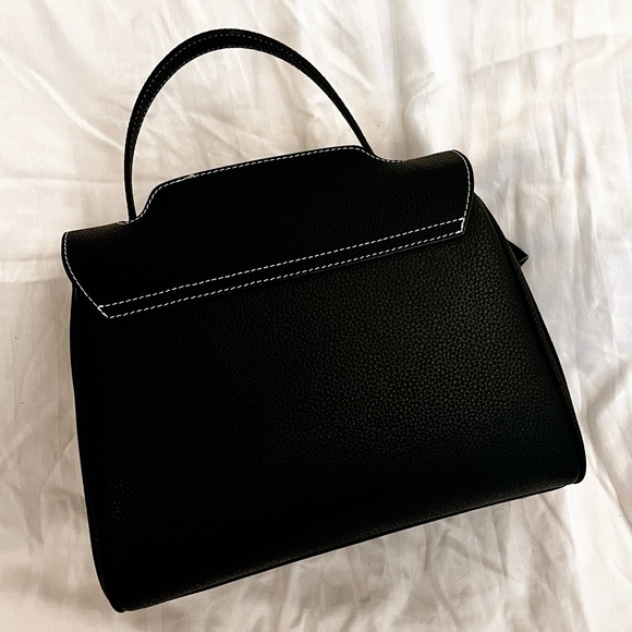 Black Leather Top Handle Crossbody Bag - Picture 2 of 10
